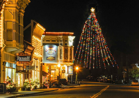 Photo of downtown Ferndale and the Largest Living Christmas Tree